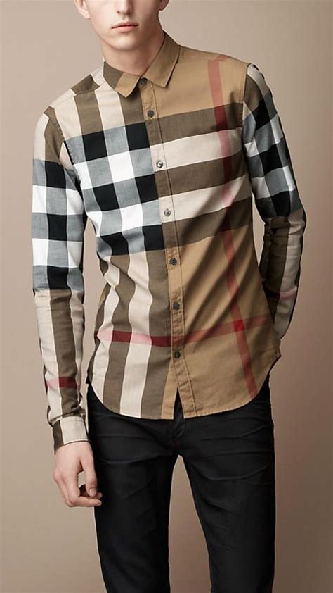 yellow burberry collared long sleeved shirt|Burberry shirts for men.